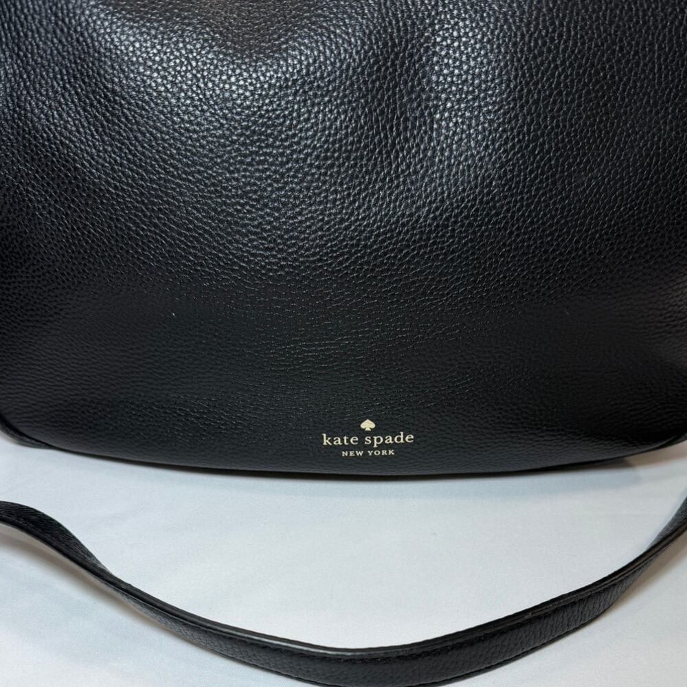 Kate Spade Black Pebbled Leather Crossbody Shoulder Bag Slouchy Everyday - Picture 14 of 16